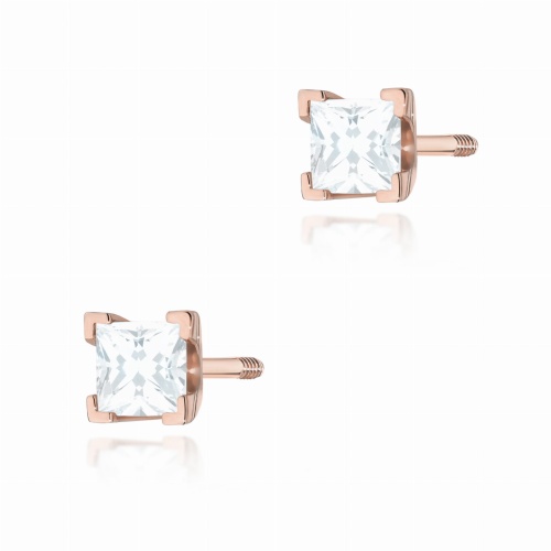 Kolczyki K0037 Diament 2 x 0,15ct różowe złoto sztyft zakręcany
