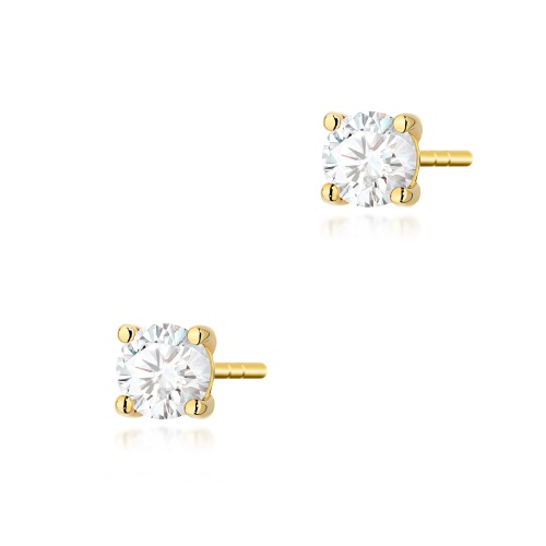 Kolczyki K0577 Diament Laboratoryjny 2 x 0.30ct żółte złoto