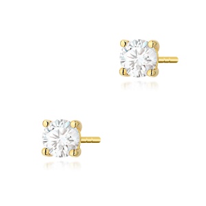 Kolczyki K0577 Diament Laboratoryjny 2 x 0.40ct żółte złoto