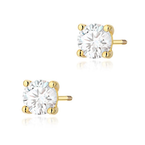Ohrringe K0577 Laborgezüchteter Diamant 2 x 1.00ct Gelbgold Schraubstecker