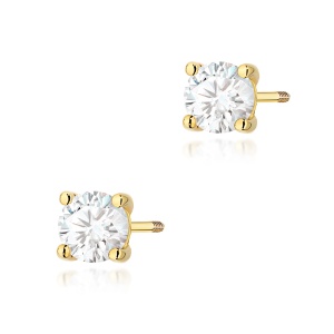 Kolczyki K0577 Diament 2 x 0.70ct żółte złoto sztyft zakręcany