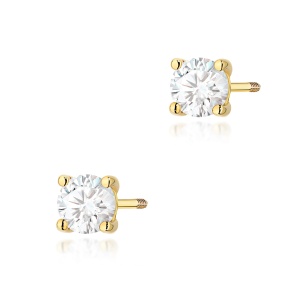 Kolczyki K0577 Diament 2 x 0.50ct żółte złoto sztyft zakręcany