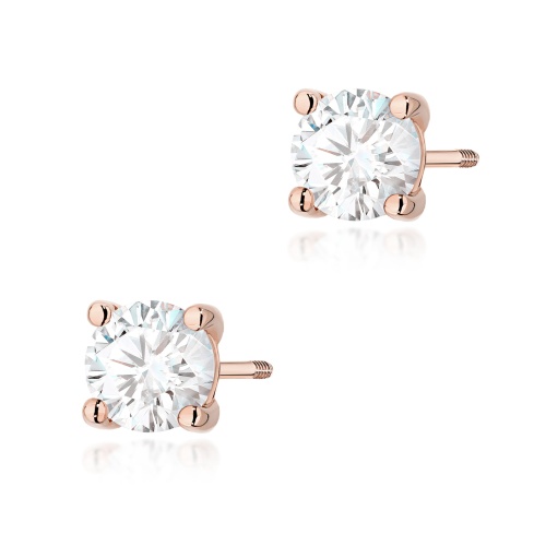 Boucles d’oreilles K0577 Diamant de laboratoire 2 x 1.00ct Or rose Clou vissé