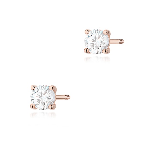 Kolczyki K0577 Diament Laboratoryjny 2 x 0.30ct różowe złoto sztyft zakręcany