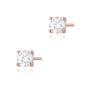 Kolczyki K0577 Diament Laboratoryjny 2 x 0.50ct różowe złoto
