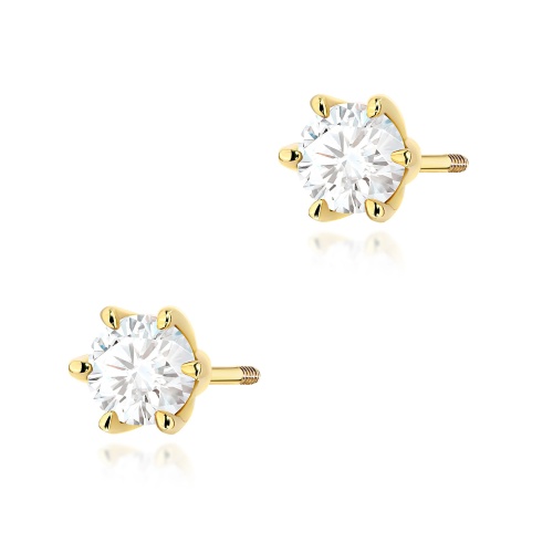 Náušnice K0575 Laboratorní diamant 2 x 0.50ct Žluté zlato šroubovací puzeta
