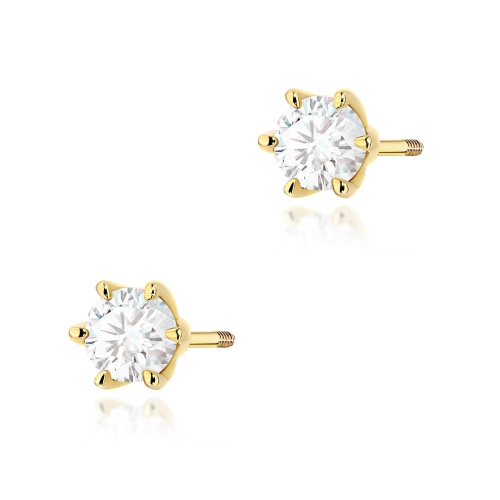 Náušnice K0575 Laboratorní diamant 2 x 0.40ct Žluté zlato šroubovací puzeta