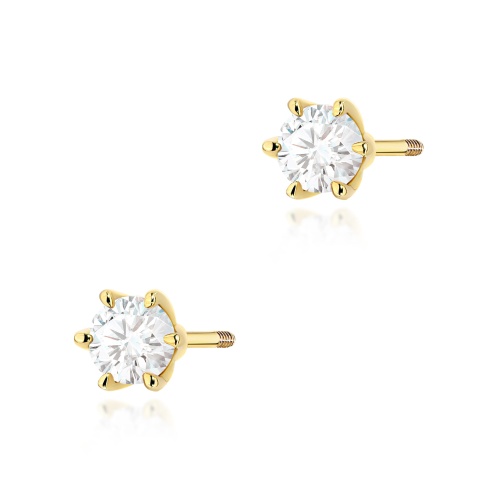 Náušnice K0575 Laboratorní diamant 2 x 0.30ct Žluté zlato šroubovací puzeta