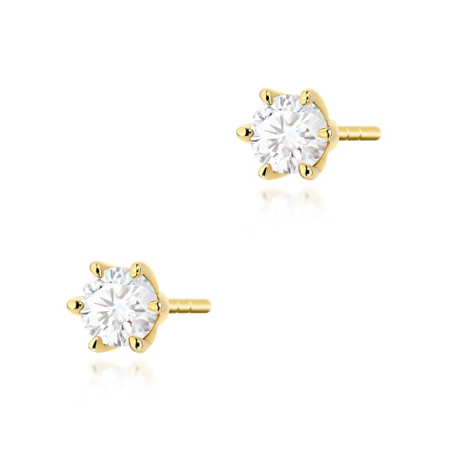 Kolczyki K0575 Diament Laboratoryjny 2 x 0.30ct żółte złoto