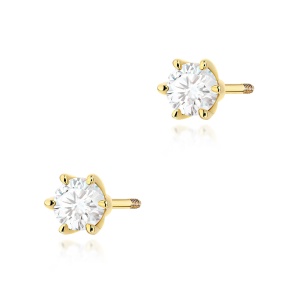 Kolczyki K0575 Diament 2 x 0.30ct żółte złoto sztyft zakręcany