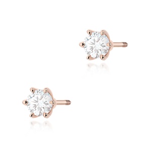 Kolczyki K0575 Diament Laboratoryjny 2 x 0.30ct różowe złoto sztyft zakręcany