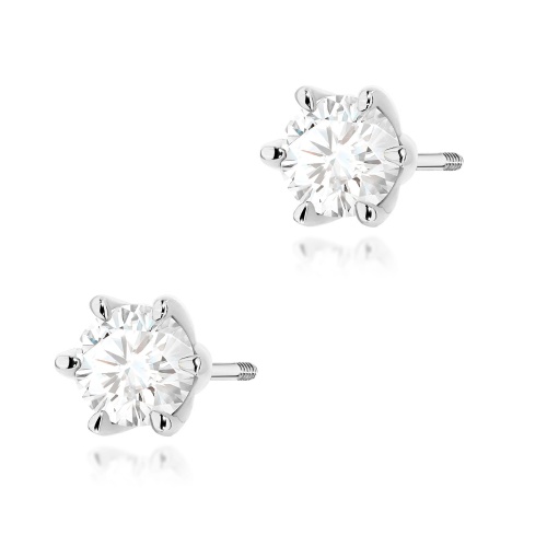 Boucles d’oreilles K0575 Diamant de laboratoire 2 x 0.70ct Or blanc Clou vissé