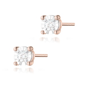 Kolczyki K0058 Diament 2 x 0,03ct różowe złoto