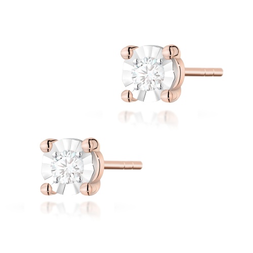Kolczyki K0058 Diament 2 x 0,03ct różowe złoto