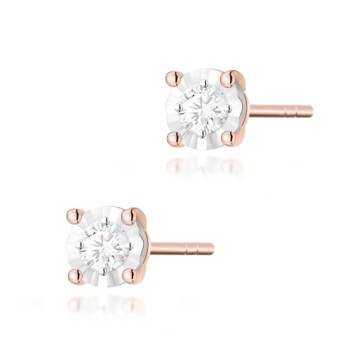 Kolczyki K0058 Diament 2 x 0,08ct różowe złoto
