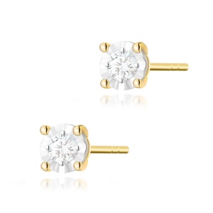 Kolczyki K0058 Diament 2 x 0,08ct żółte złoto