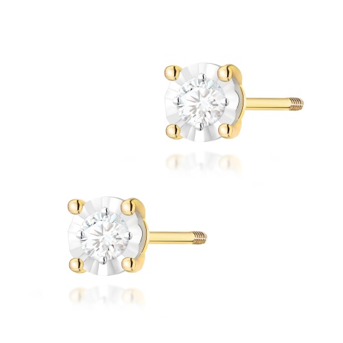 Boucles d’oreilles K0058 Diamant 2 x 0,08ct Or jaune Clou vissé