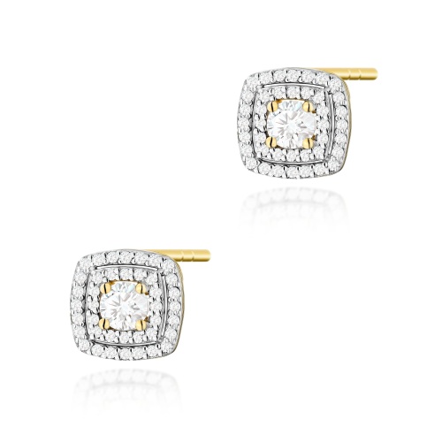 Kolczyki K0506 z diamentami laboratoryjnymi żółte złoto