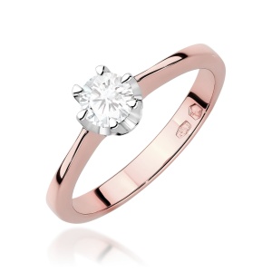 Pierścionek W0220B Diament Laboratoryjny 0,25ct różowe złoto