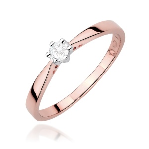Pierścionek W0229 Diament 0,10ct różowe złoto