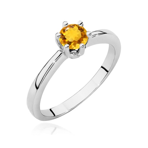Pierścionek W0563 cytryn 0,50ct białe złoto