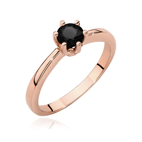 Pierścionek W0563 czarny diament 0,50ct różowe złoto
