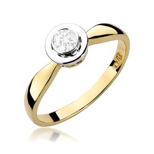 Pierścionek W0294 Diament 0,15ct żółte złoto