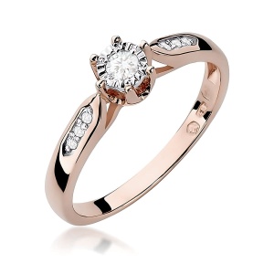 Pierścionek W0328 Diament 0,08ct różowe złoto