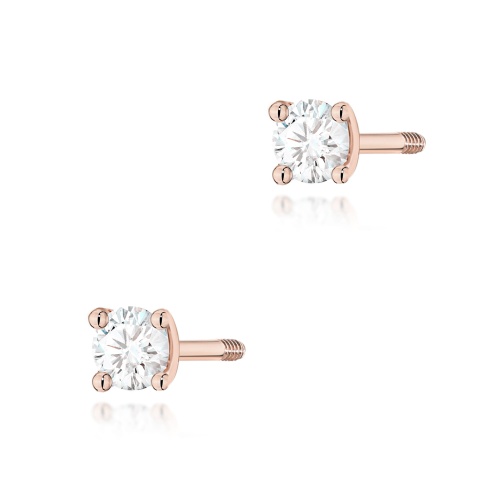 Kolczyki K0066 Diament 2 x 0,04ct różowe złoto sztyft zakręcany