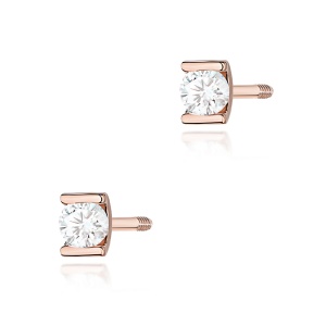 Kolczyki K0055 Diament 2 x 0,04ct różowe złoto sztyft zakręcany