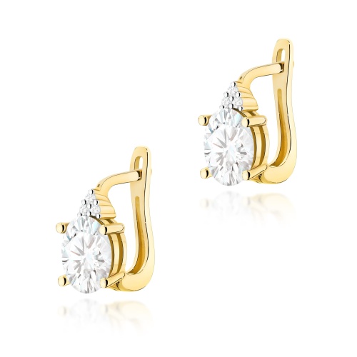 Boucles d’oreilles K0308 Diamant de laboratoire 2 x 0,70ct Or jaune