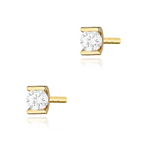 Kolczyki K0055 Diament 2 x 0,04ct żółte złoto