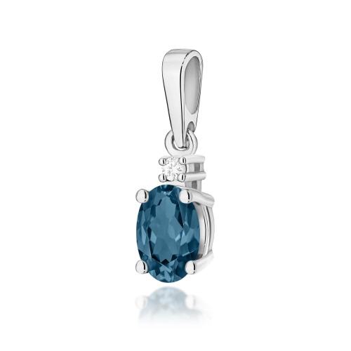 Pendentif Z0001 Topaze London Blue 0,50ct Or blanc