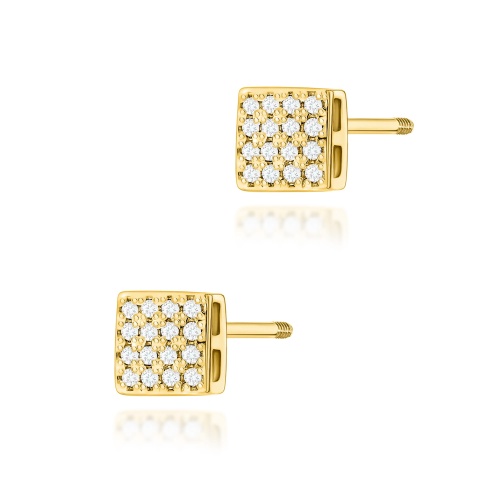 Boucles d’oreilles K0013 avec diamants Or jaune Clou vissé