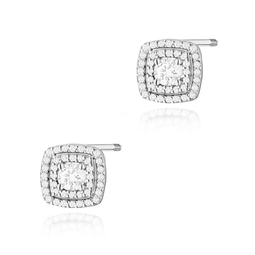 Boucles d’oreilles K0506 avec diamants Or blanc Clou vissé