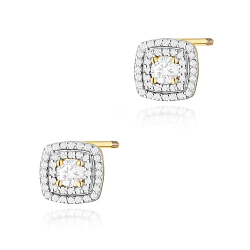 Boucles d’oreilles K0506 avec diamants de laboratoire Or jaune Clou vissé