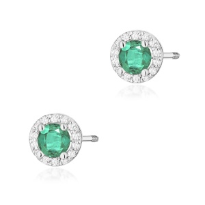 Kolczyki K0509 Szmaragd 2 x 0,50ct białe złoto sztyft zakręcany