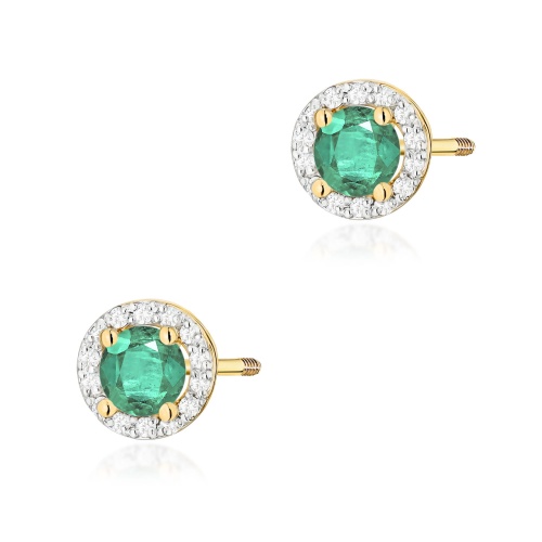 Boucles d’oreilles K0509 Émeraude 2 x 0,50ct Or jaune Clou vissé