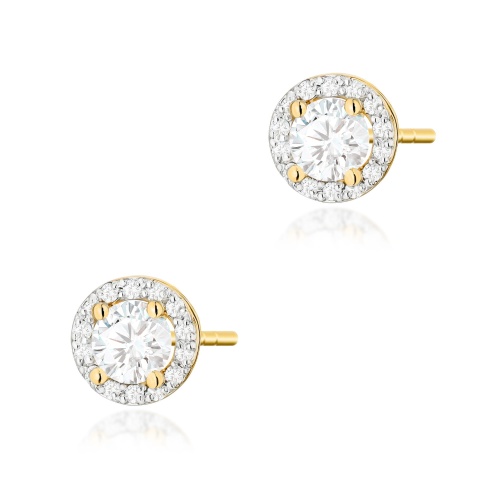 Boucles d’oreilles K0509 Saphir blanc 2 x 0,60ct Or jaune
