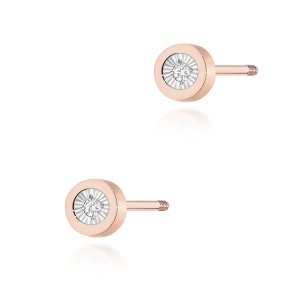 Kolczyki K0071 Diament 2 x 0,0145ct różowe złoto sztyft zakręcany