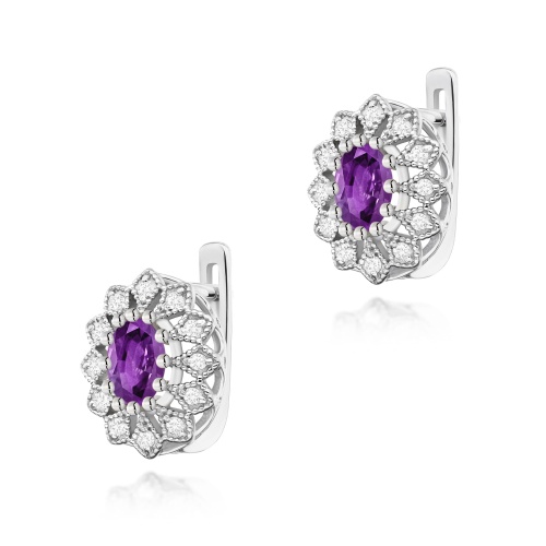 Boucles d’oreilles K0354 Améthyste 2 x 0,40ct Or blanc