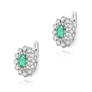 Kolczyki K0354 Szmaragd 2 x 0,40ct białe złoto