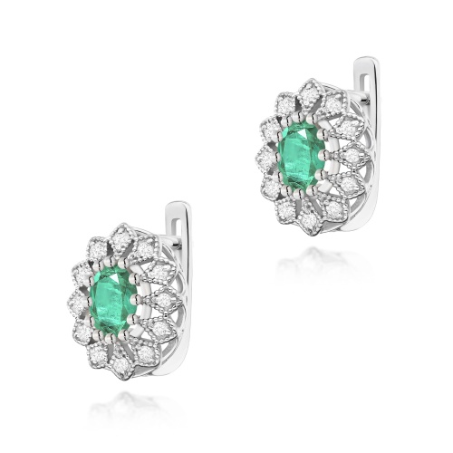 Boucles d’oreilles K0354 Émeraude 2 x 0,40ct Or blanc