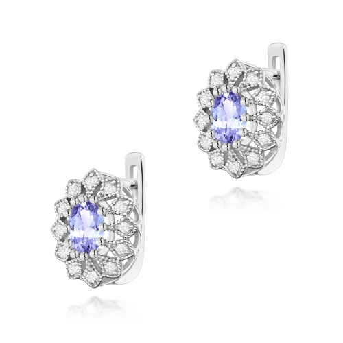 Boucles d’oreilles K0354 Tanzanite 2 x 0,40ct Or blanc