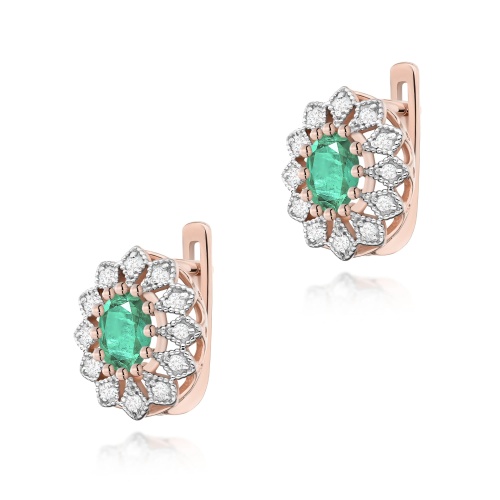 Boucles d’oreilles K0354 Émeraude 2 x 0,40ct Or rose