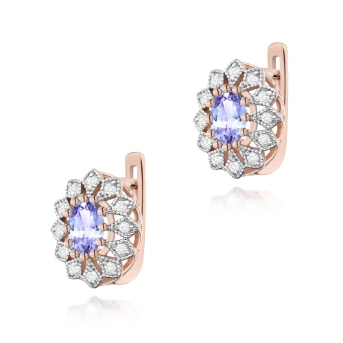 Boucles d’oreilles K0354 Tanzanite 2 x 0,40ct Or rose