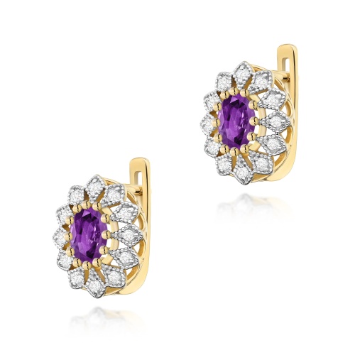 Boucles d’oreilles K0354 Améthyste 2 x 0,40ct Or jaune