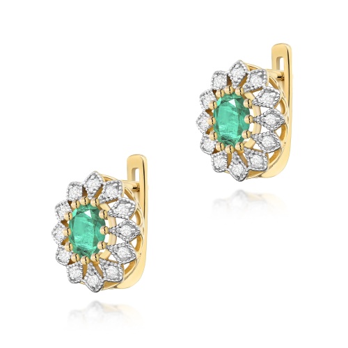 Boucles d’oreilles K0354 Émeraude 2 x 0,40ct Or jaune