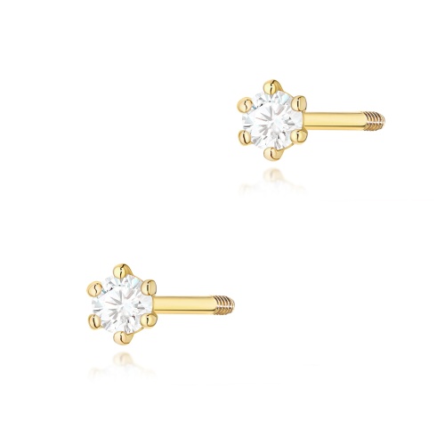 Boucles d’oreilles K0501 Diamant 2 x 0,04ct Or jaune Clou vissé