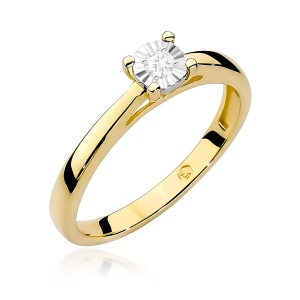 Pierścionek W0007 Diament Laboratoryjny 0,08ct żółte złoto